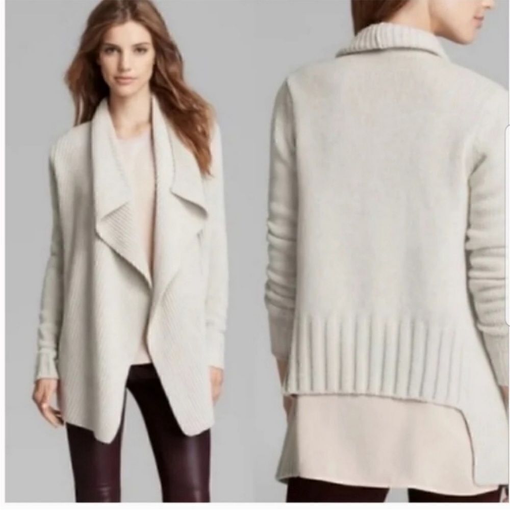 Vince Beige Wool Yak Blend Open Front Cardigan Sweater Size S